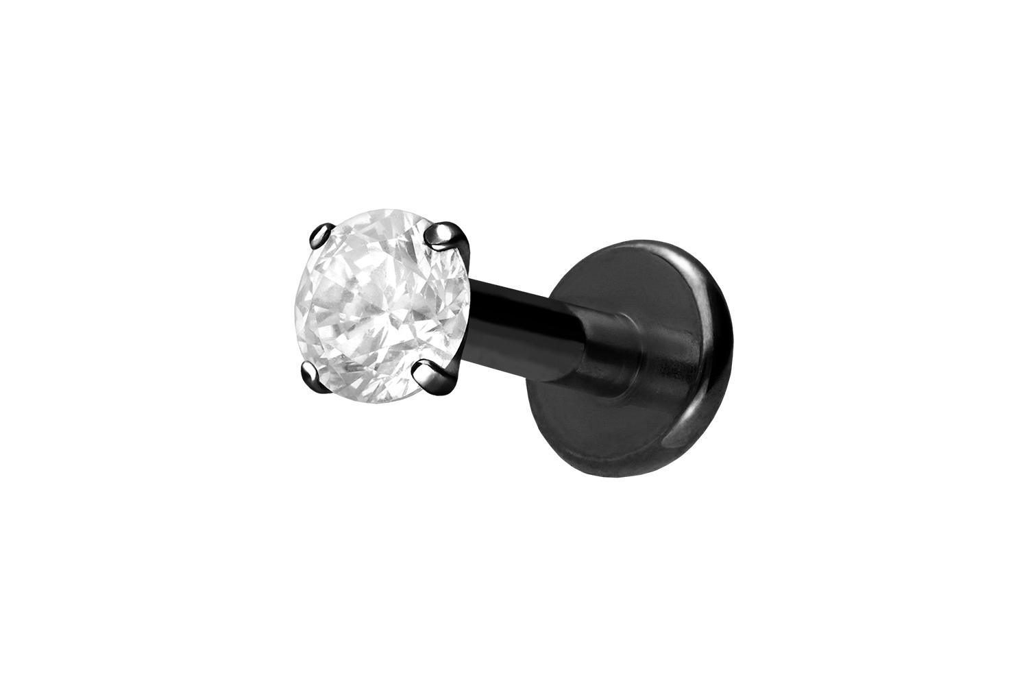 Titan Labret Piercing mit Innengewinde EINGEFASSTER KRISTALL